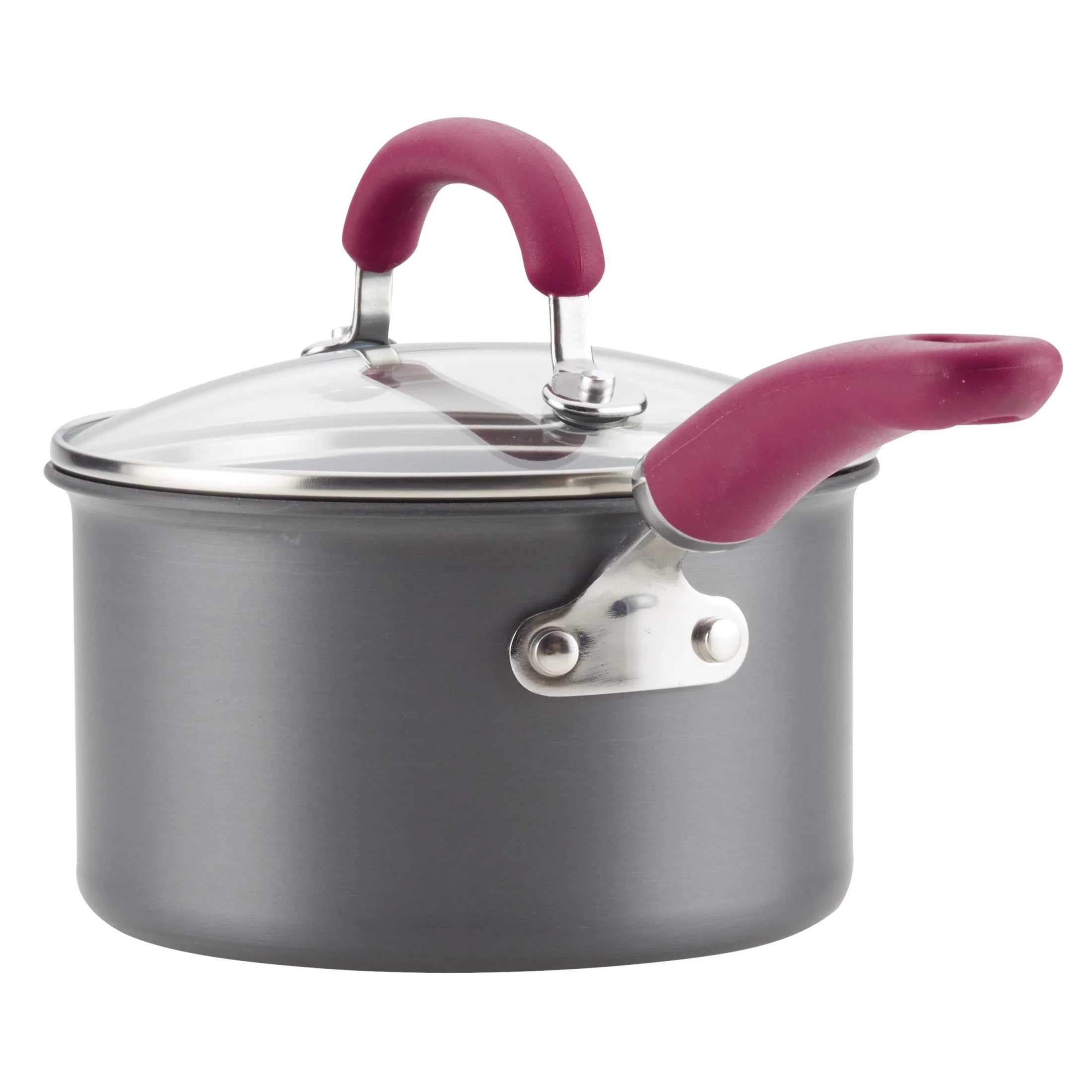 11 Piece Nonstick Pots and Pans Set, Burgundy Handles O666