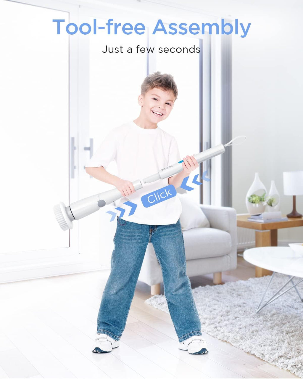 Electric Spin Scrubber with 4 Replaceable Brush Heads and 1 Extension Arm Pack of 2 J145