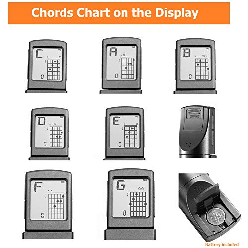 Portable Guitar Chord Practice Tool with Rotatable Chords Chart Screen C206