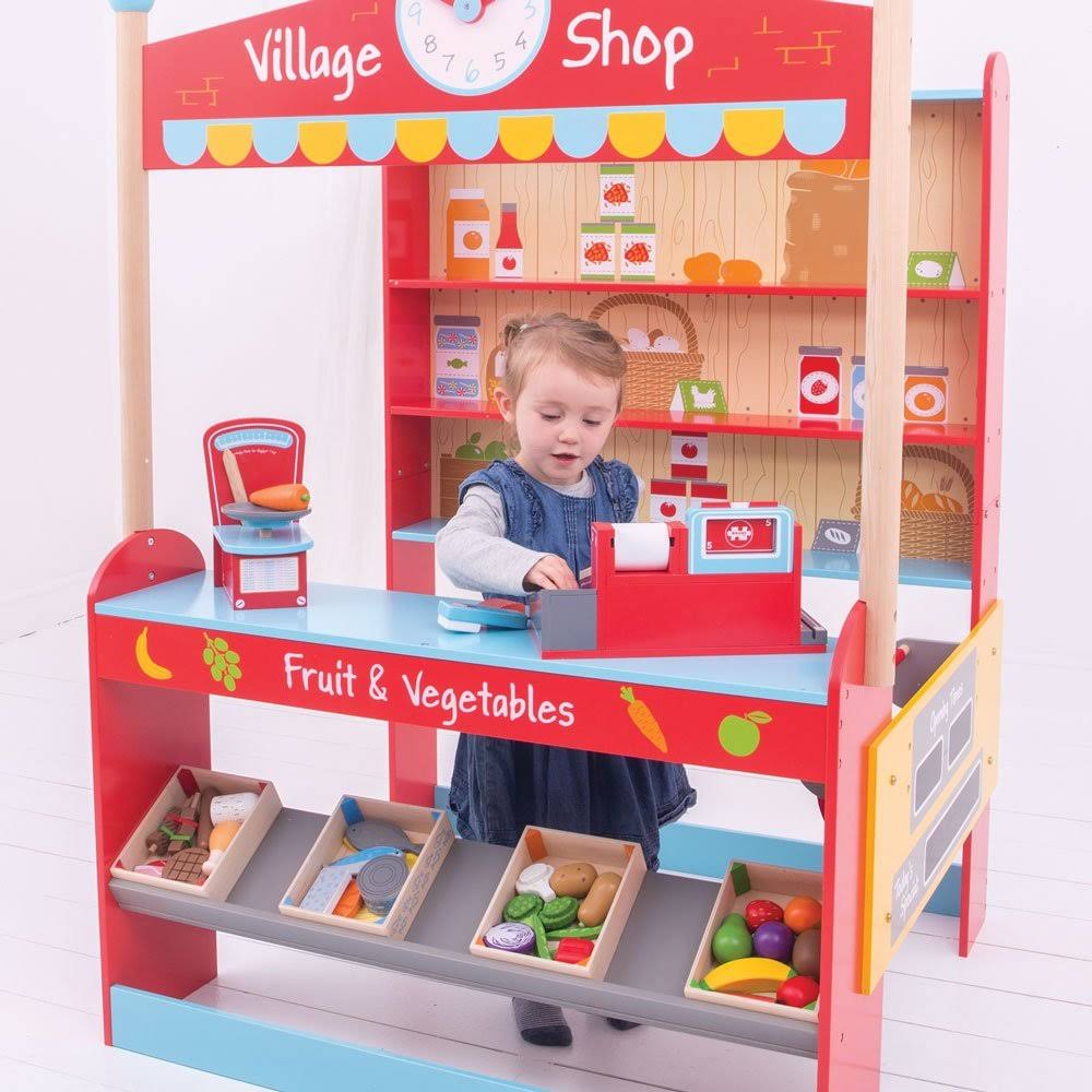 Wooden Village Shop Pretend Play Toys L5758