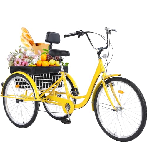 24/26-Inch 3 Wheel Cruiser Bike with Large Basket & Adjustable Seat C2317