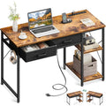 40 Inch White Small Computer Desk With Drawers & Power Outlet L185834
