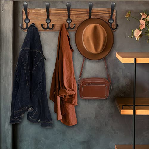 Black 2 Packs Wall Mounted Coat Rack with 5 Triple Hooks Z2036