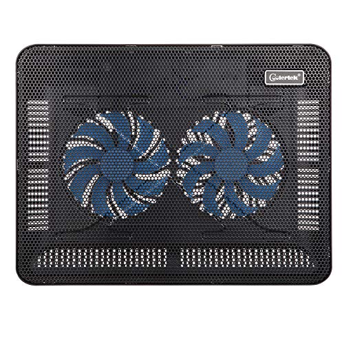 Portable Slim Quiet Laptop Cooling Pad with 2 Blue LED Fans, USB Powered, Adjustable Angled, Fits 11-14 Inch Laptop Y230