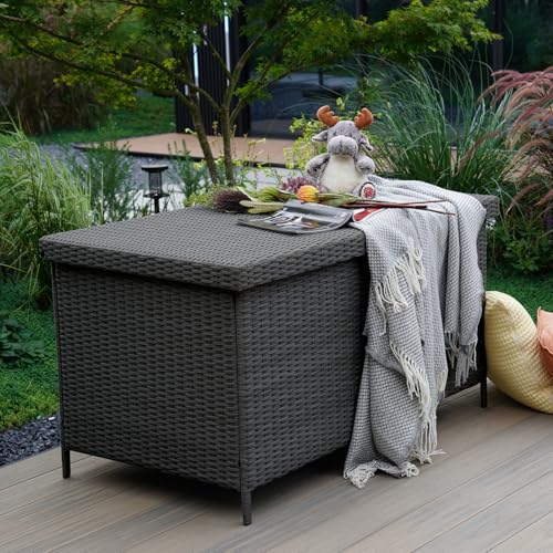 158 Gallon Grey Wicker Deck Box T9562