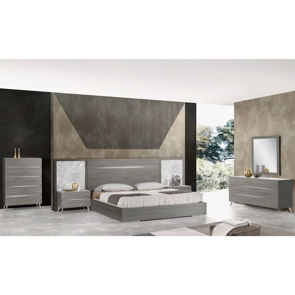 King Size 3-Piece Bedroom Set, Light Grey Oak Veneer A805634