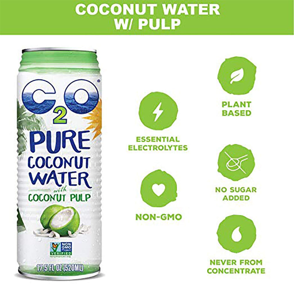 17.5 FL OZ Pack of 12 Pure Coconut Water with Pulp L69828