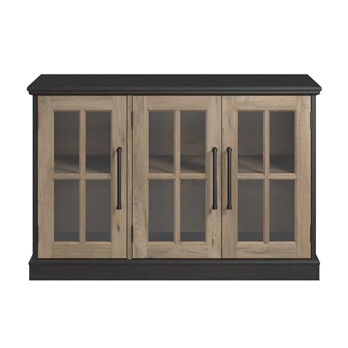 White Ash Sideboard Cabinet with Glass Doors U5002