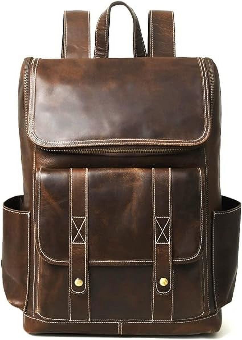 Brown Full Grain Leather Laptop Backpack I883