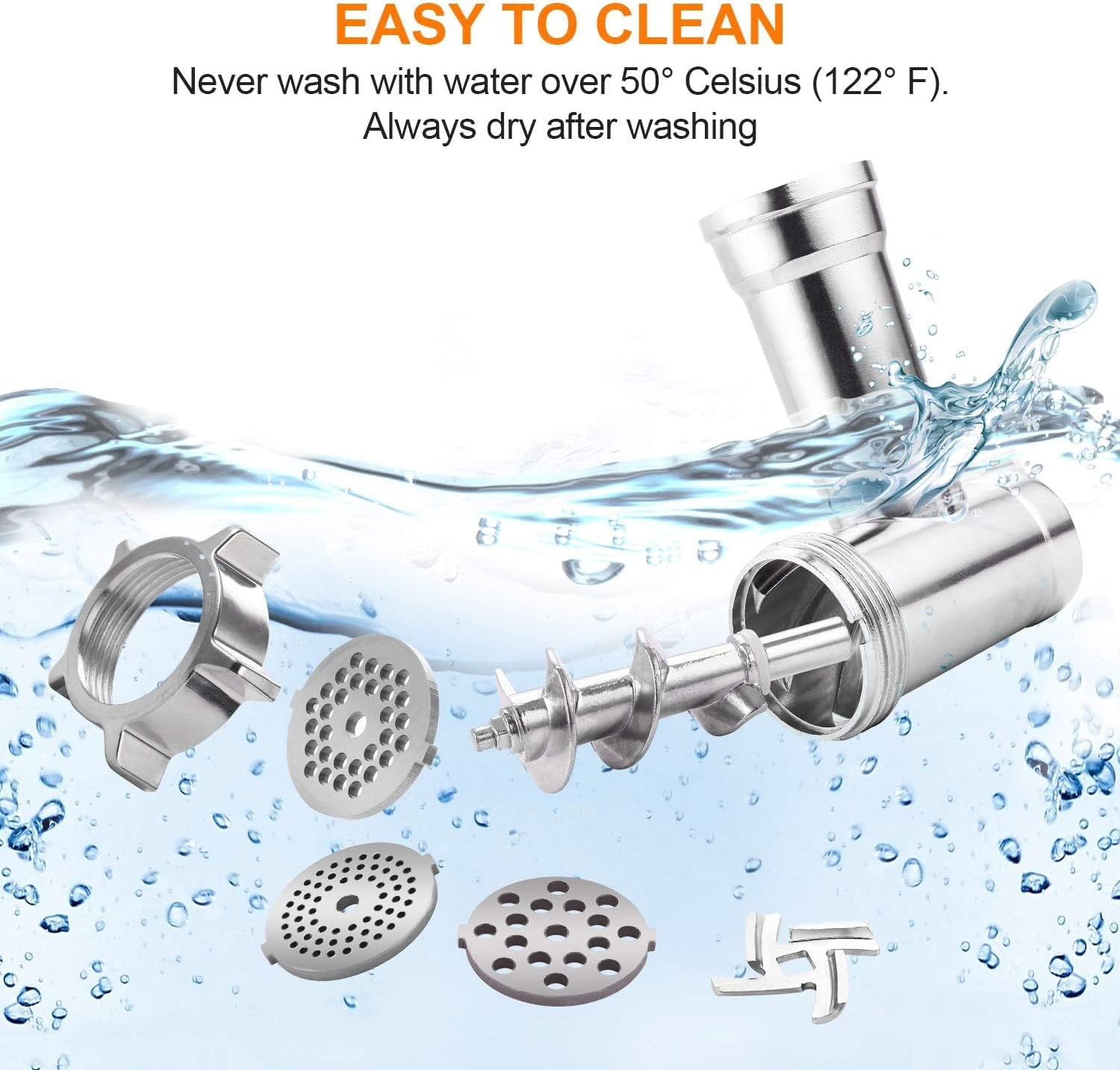Stainless Steel Electric Meat Grinder with 3 Grinding Plates and Sausage Stuffing Tubes E981
