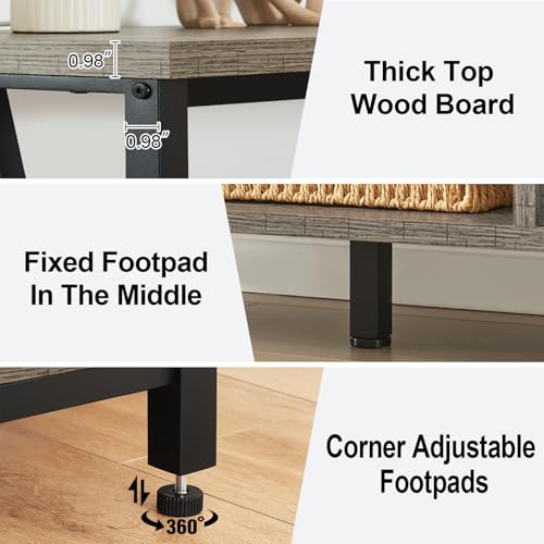 47-inch Rustic Entryway Console Table with Storage, 3-Tier Shelves, Brown Y4948