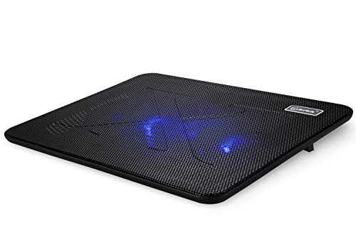 Portable Slim Quiet Laptop Cooling Pad with 2 Blue LED Fans, USB Powered, Adjustable Angled, Fits 11-14 Inch Laptop Y230