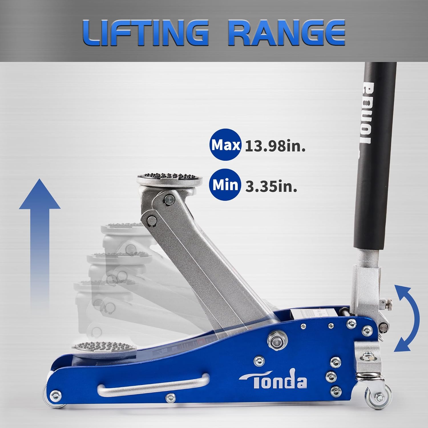 Low Profile 2 Ton Hydraulic Aluminum and Steel Floor Jack with Rubber Pads Z965547
