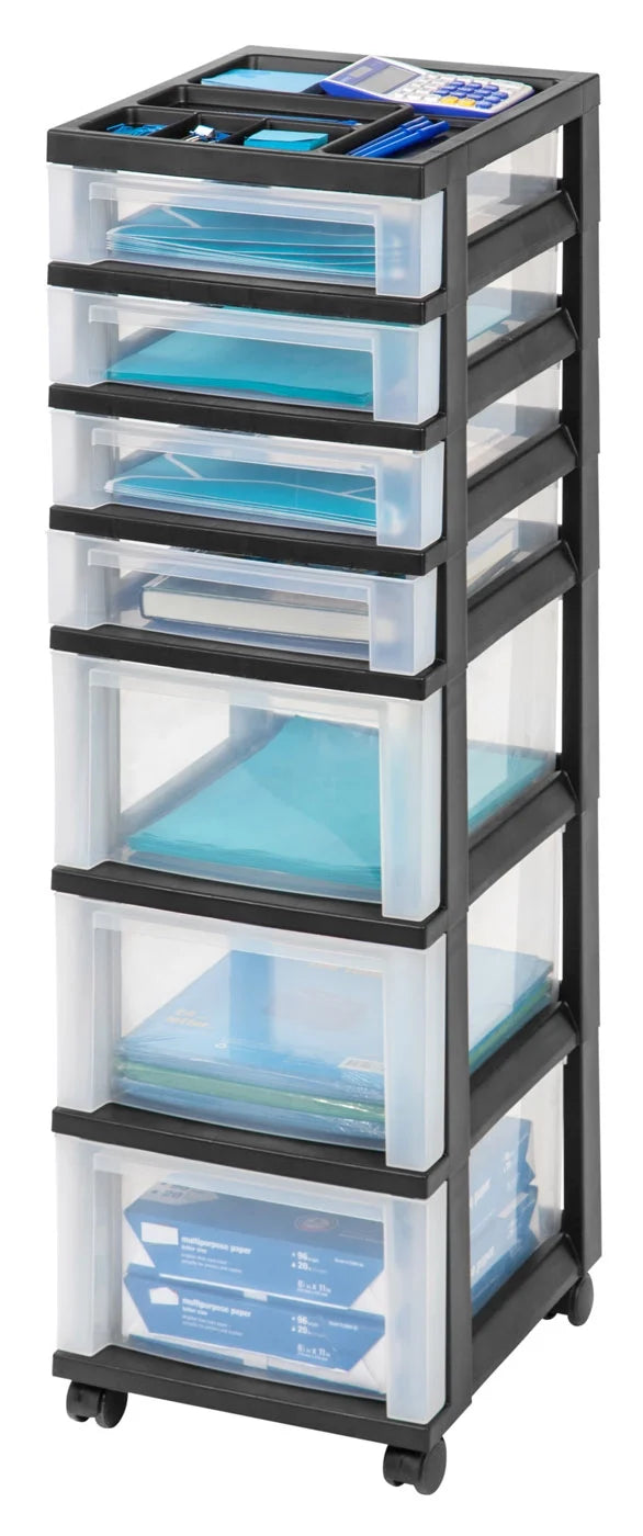 Black 7 Drawer Rolling Storage Cart B379