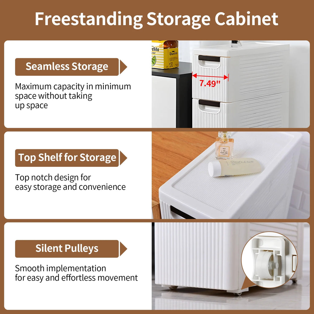 5-Tier White PP Storage Cabinet with Drawers F249471