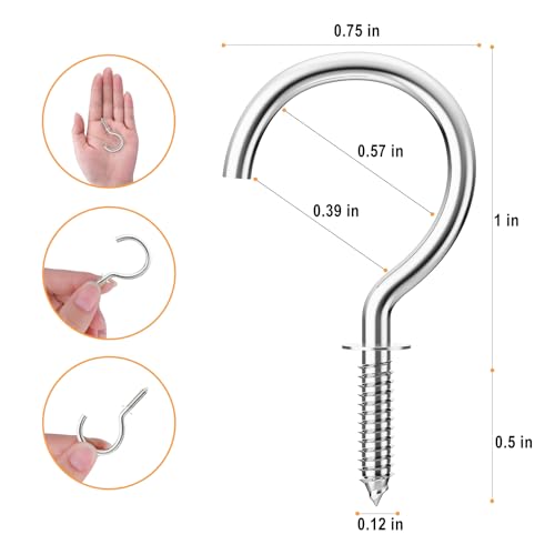 100 Pcs 1 Inch Metal Cup Hooks Screw Hooks - Bronze R7855