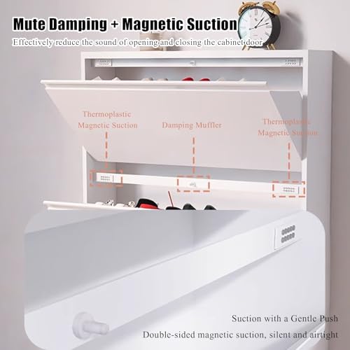 Gray Wall Mounted Shoe Cabinet with Flip Drawers E323