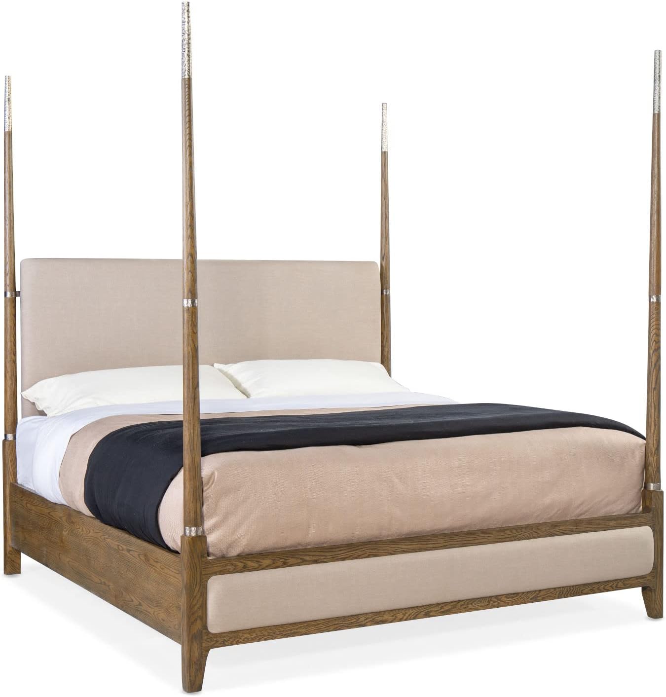 California King Four Poster Bed in Brown White O28802