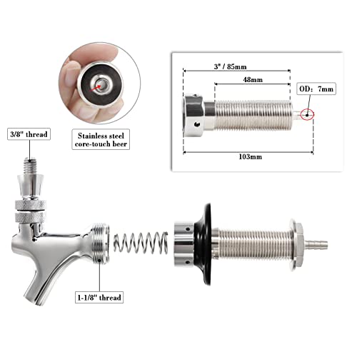 Stainless Steel Draft Beer Faucet Shank with Beer Line Barb G8110