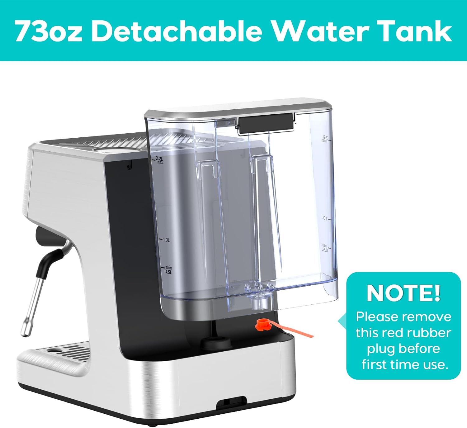 Espresso Machine with LCD Display, Milk Frother Steam Wand, Adjustable Extraction Temperature N706896