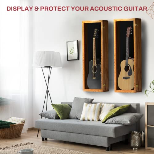 Natural Oak Acrylic Acoustic Guitar Wall Display Case T874