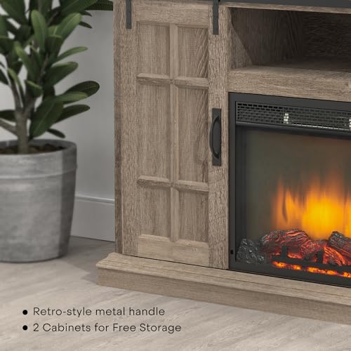 White 43 Inch Electric Fireplace with Mantel F430