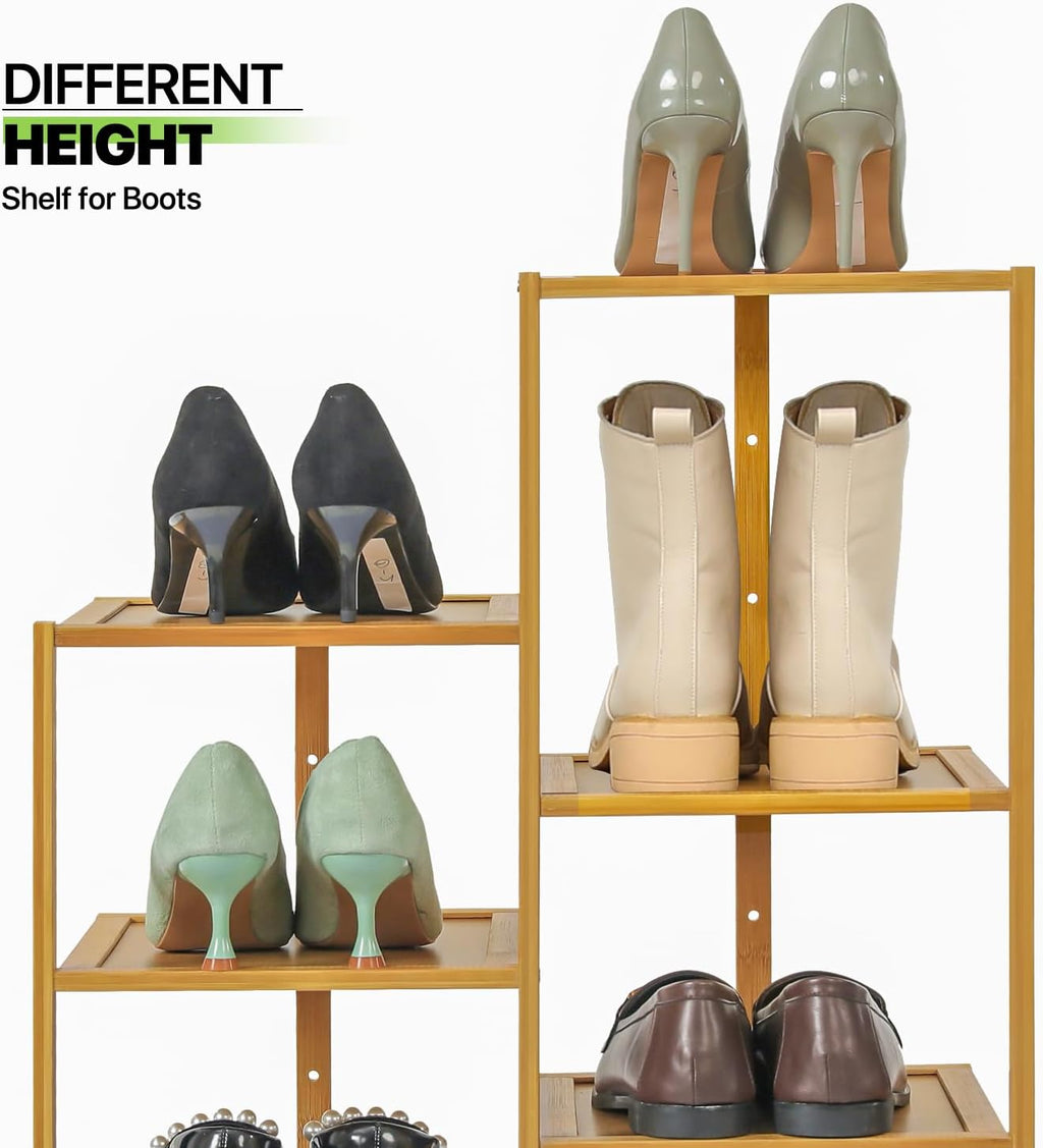 Bamboo 12-Tier Vertical Double Row Shoe Rack (Natural) M920760