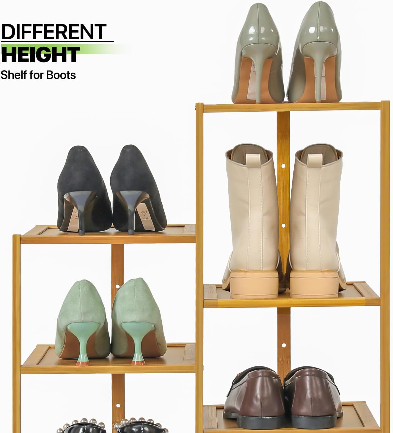 Bamboo 12-Tier Vertical Double Row Shoe Rack (Natural) M920760