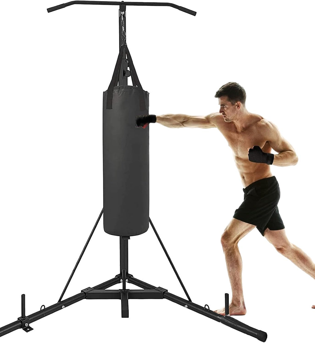 Heavy Bag Stand Folding Boxing Stand with Pull Up Bar Portable Sandbag Rack Free Standing Punching Bag Stand L315172