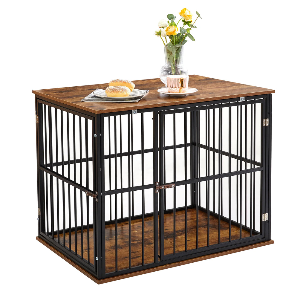 Medium Wooden Dog Crate Furniture with Washable Cushion U3908