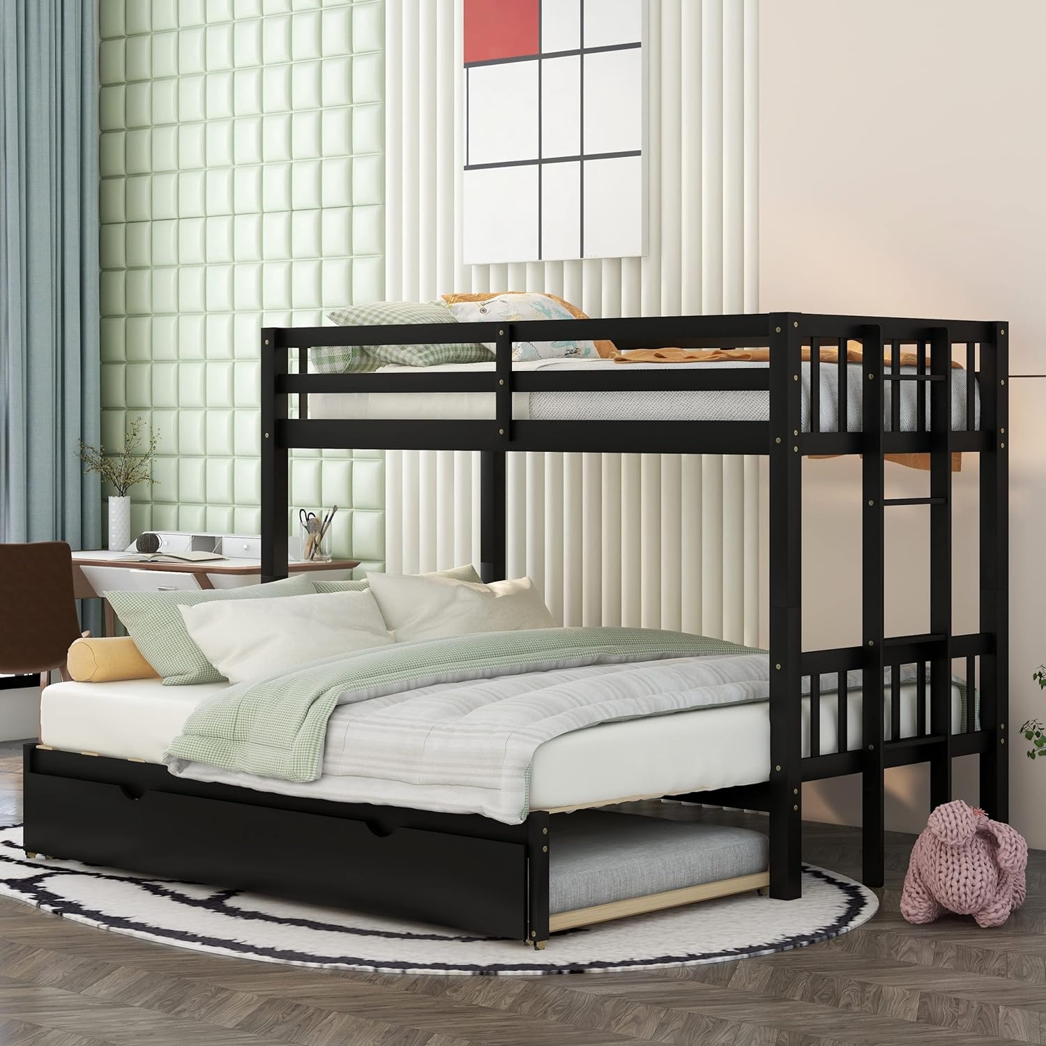 Over King Solid Wood Bunk Bed with Trundle (Espresso) Q942763