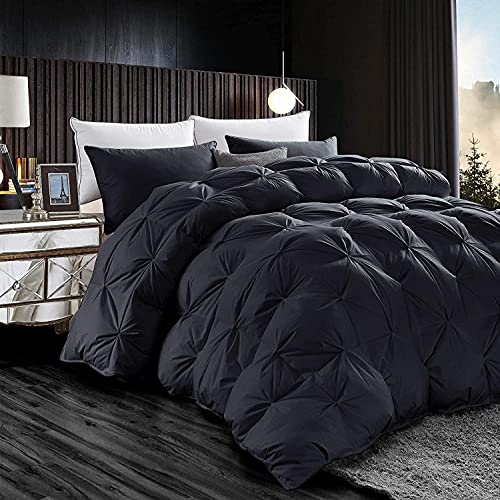 Queen Size Goose Down Comforter, 70 oz Fill Weight, White, Egyptian Cotton T881