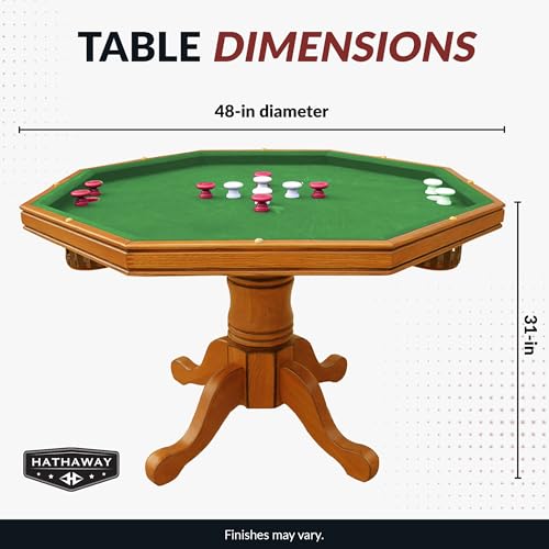 Oak 3 in 1 Octagon Poker Table with Bumper Balls, Cues, Chalk, Brush L73313
