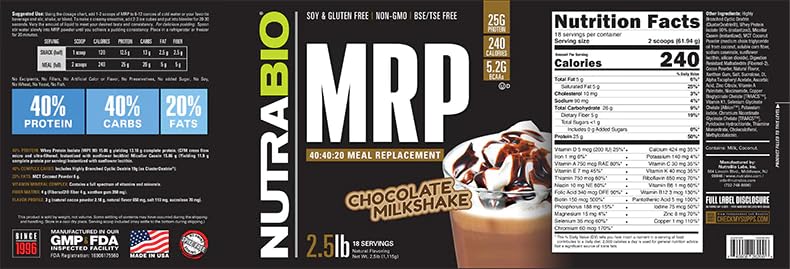 Chocolate Meal Replacement Protein Powder 2.5 lbs N5792