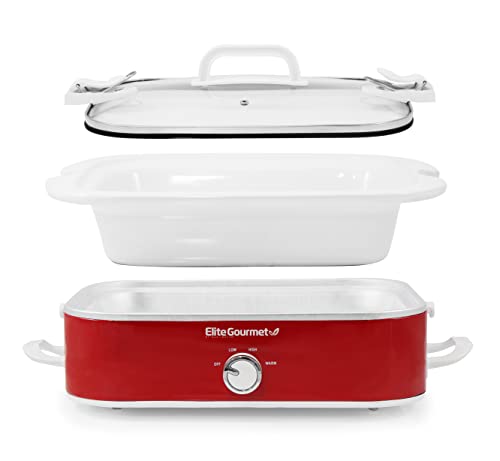 3.5Qt Red Casserole Slow Cooker with Locking Lid V2582