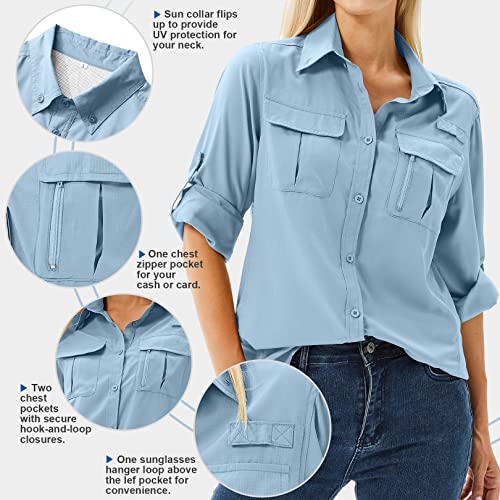 UPF 50 Long Sleeve UV Sun Protection Safari Shirts Outdoor Quick Dry Fishing Hiking Travel Shirts E61150