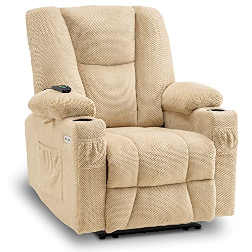 Brown Fabric Power Recliner Chair with Heat and Vibration Massage C34373
