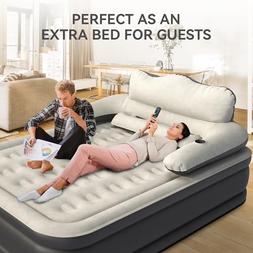 Queen Size Air Mattress with Headboard and Built-in Pump I482351