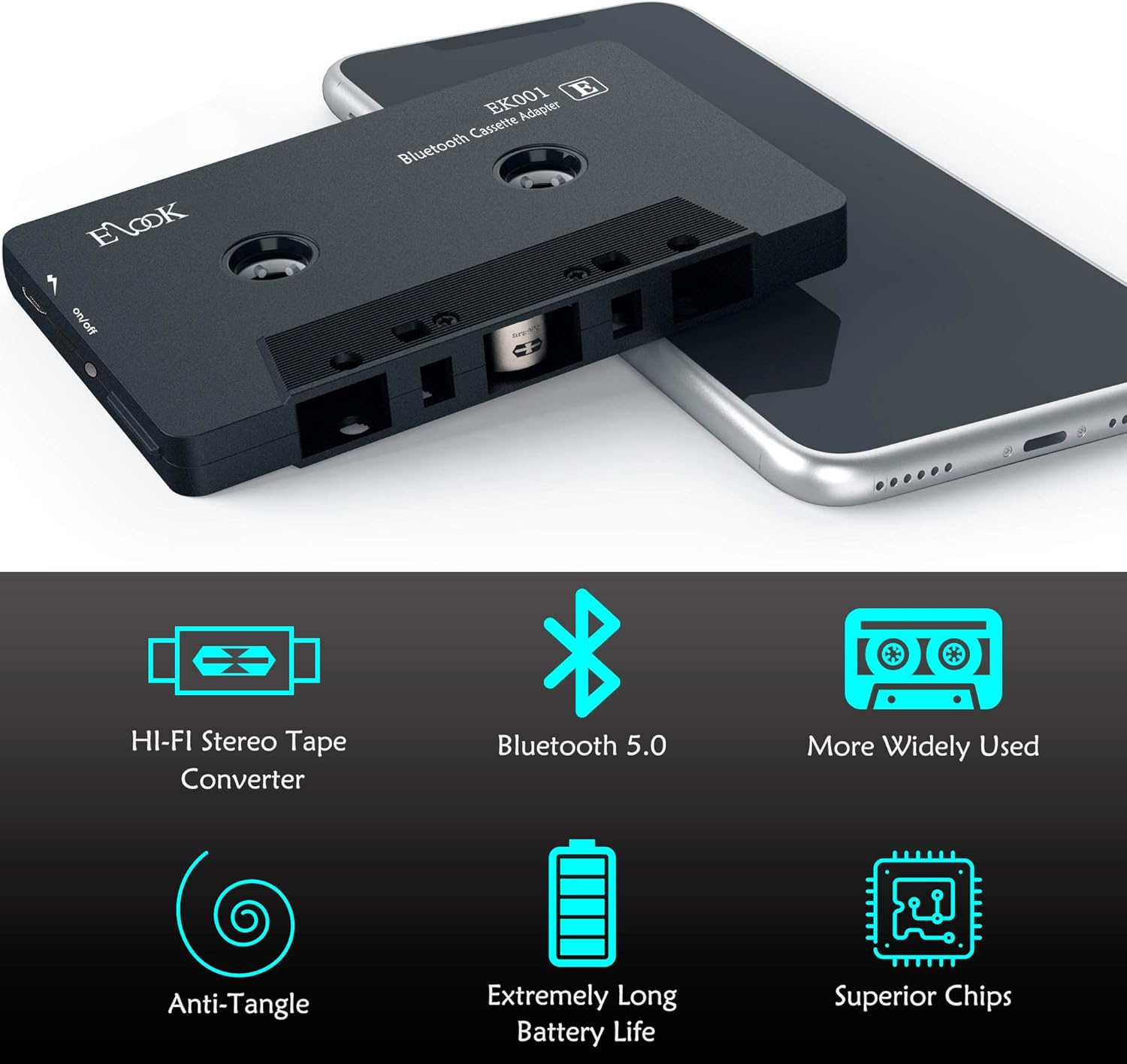Bluetooth Cassette Receiver Tape Aux Adapter Player R9092