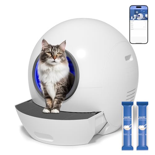 Purple Self Cleaning Electric Cat Litter Box with 2 Pack Litter F2353
