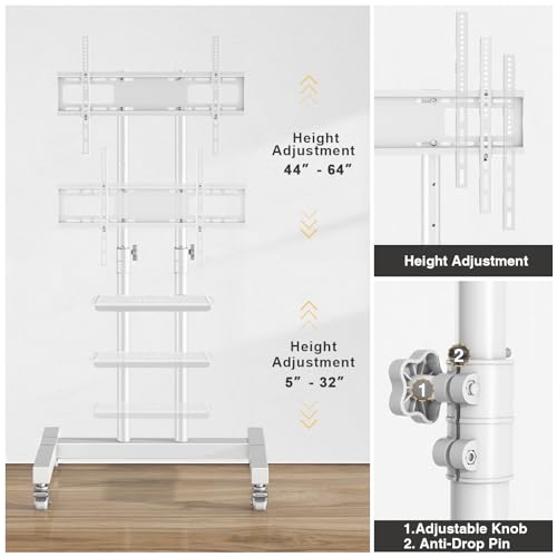 Rolling TV Stand with Metal Laptop Shelf B2503