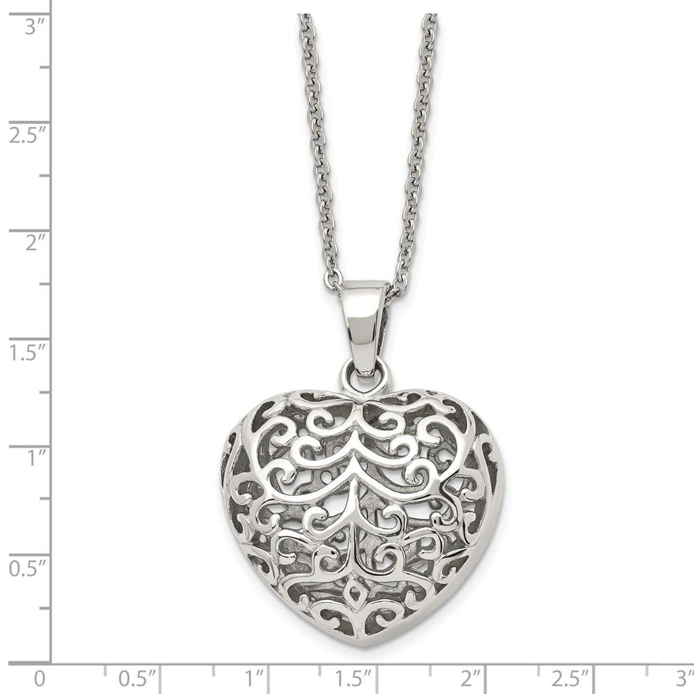 Stainless Steel Filigree Heart Necklace V578352