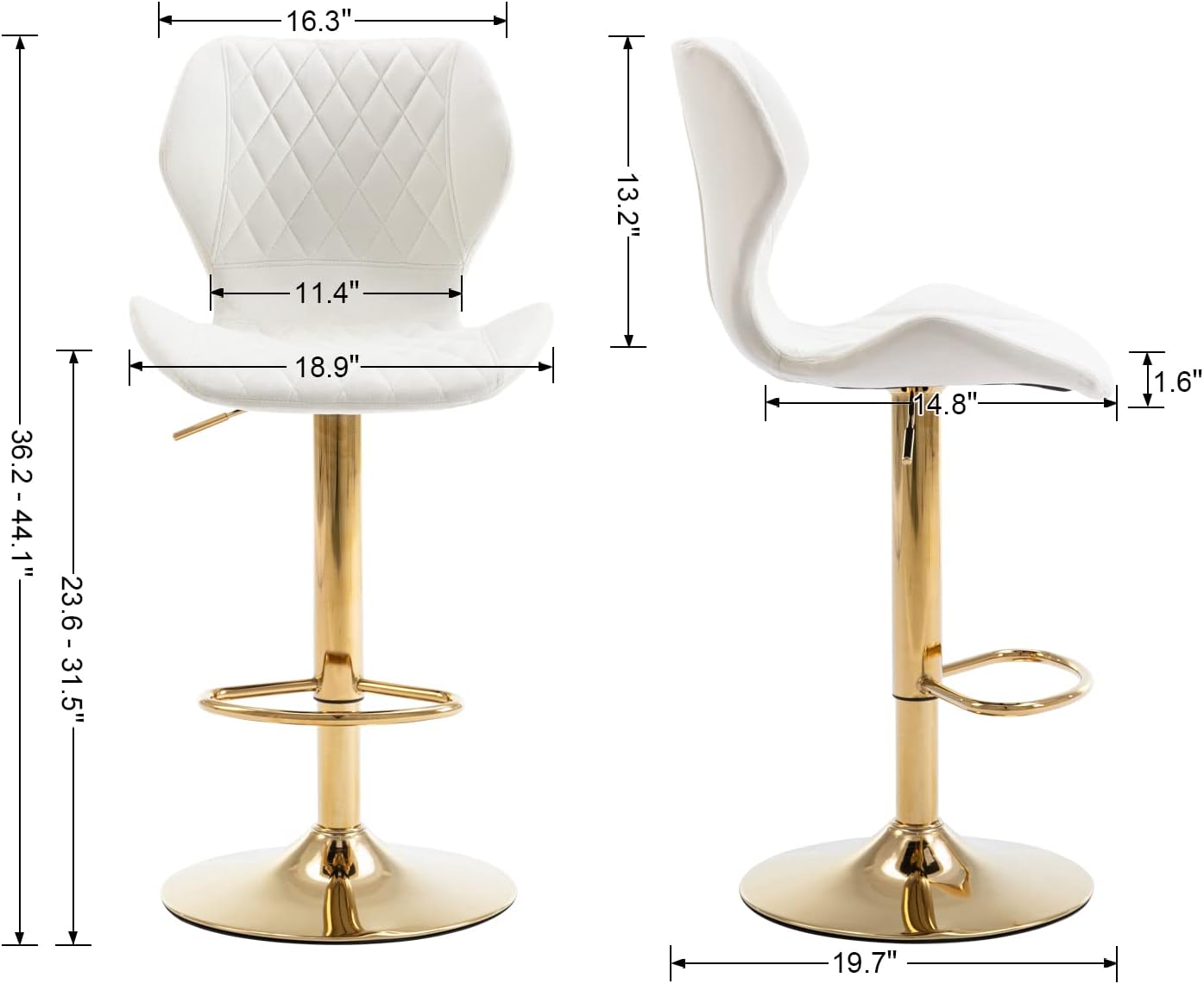 Cream Velvet Swivel Bar Stools Set of 4 L869