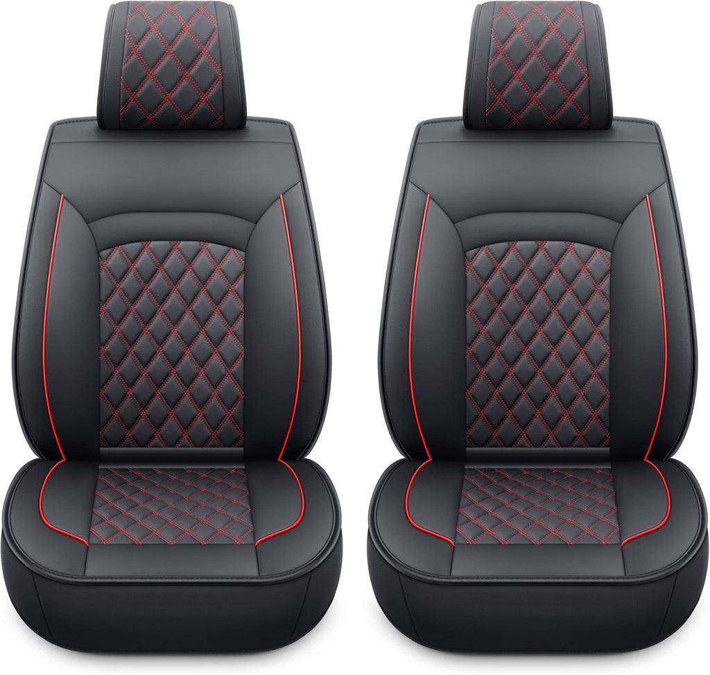 Black & Red Faux Leather Seat Covers S5087