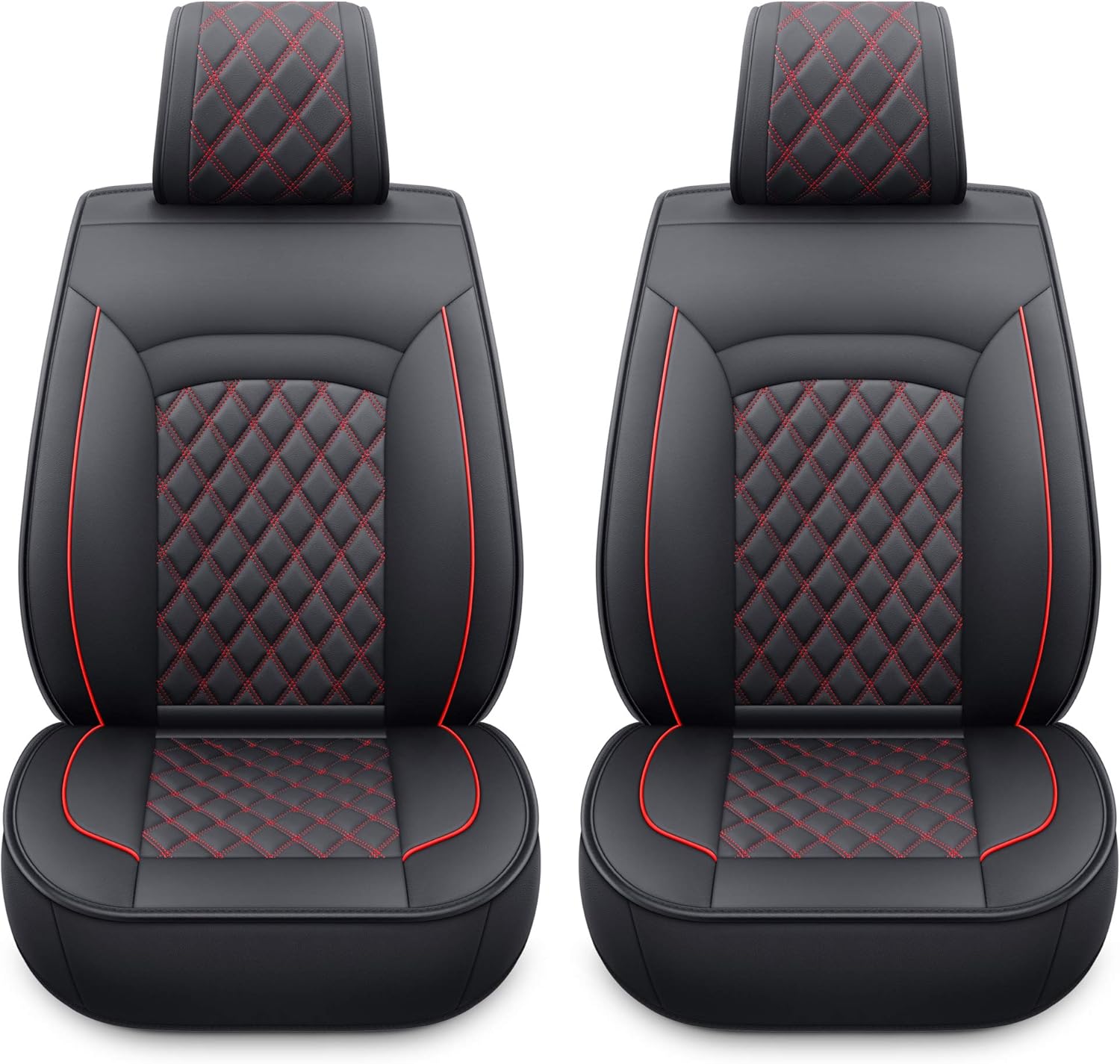 Black & Red Faux Leather Seat Covers S5087