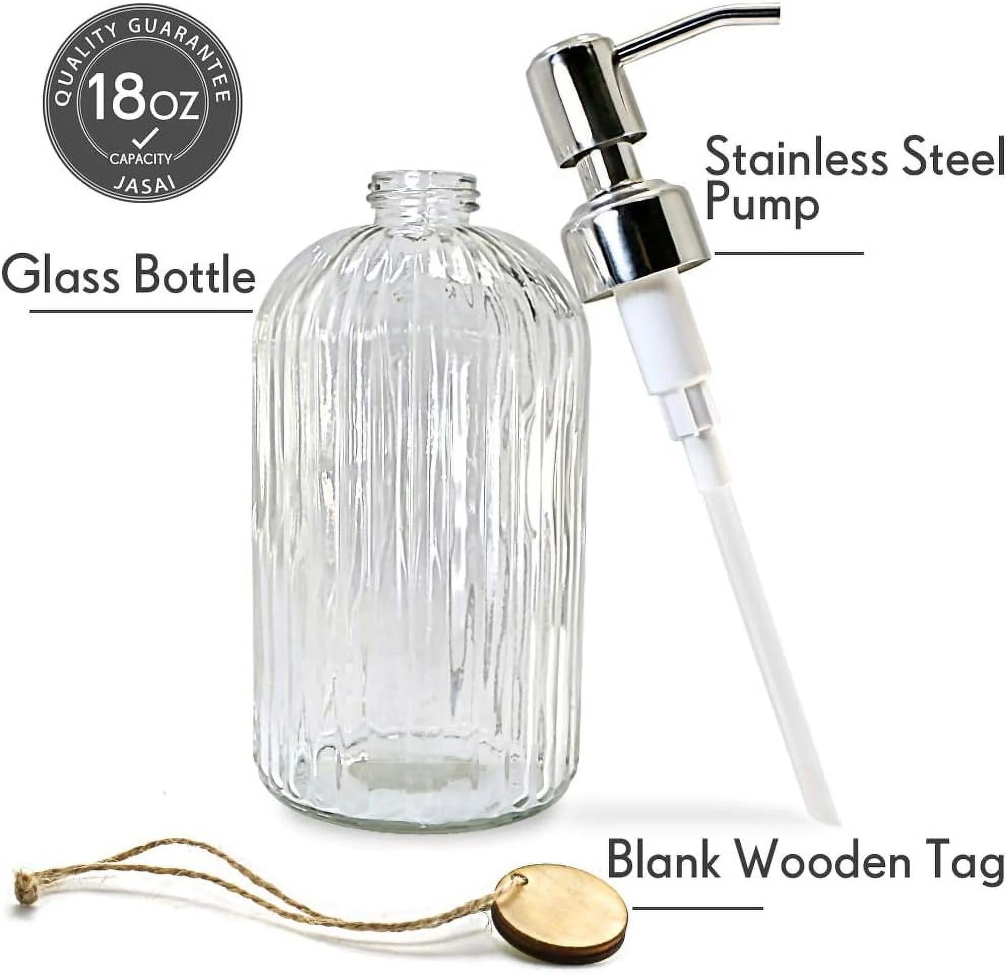 18 Oz Clear Glass Soap Dispenser with Stainless Steel Pump B328474