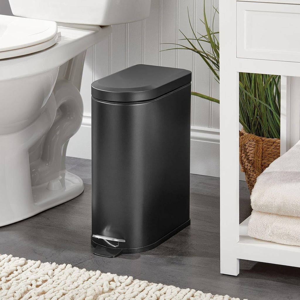Black 2.6 Gallon Stainless Steel Step Trash Can S9895