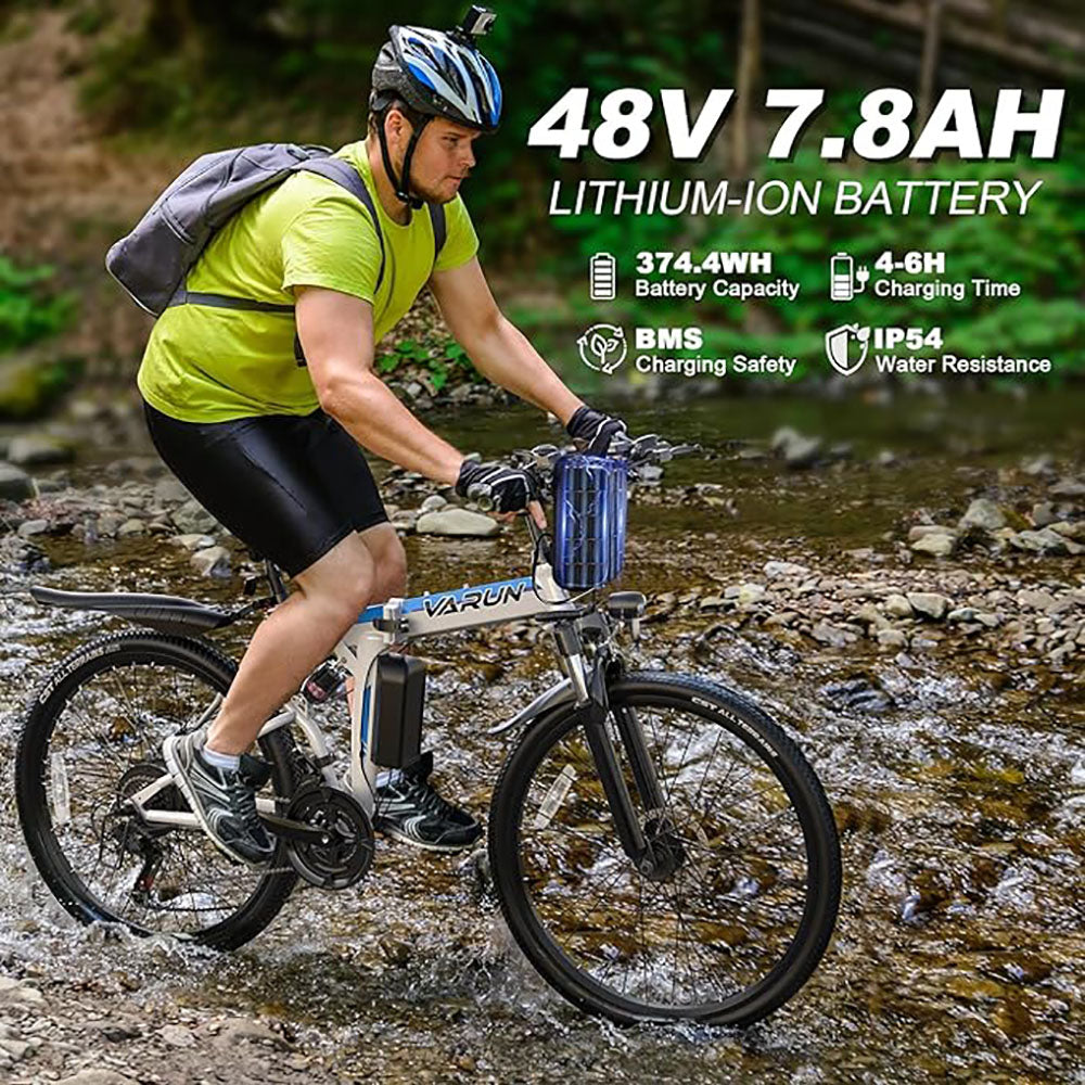 Electric Bike 750W Motor 48V Removable Battery 21-Speed Gears Dual Hydraulic Suspension N2107