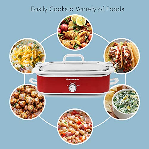 3.5Qt Red Casserole Slow Cooker with Locking Lid V2582