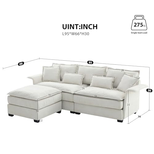 Dark Grey L Shape Sectional Sofa with Ottoman I7546